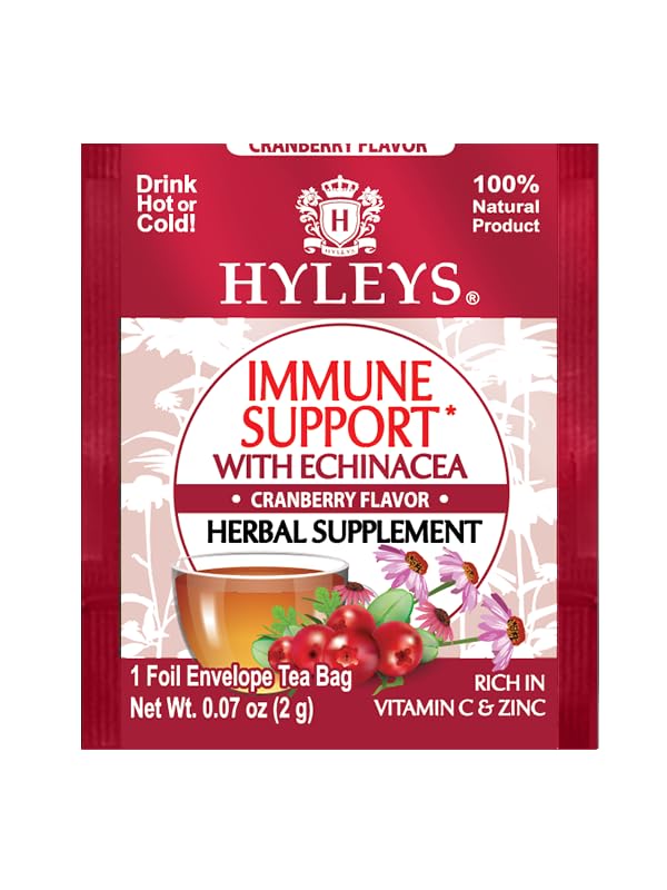 Hyleys – Té de inmunidad con sabor a arándano y equinácea, 25 bolsas de té (paquete de 1), apoya tu sistema inmunológico