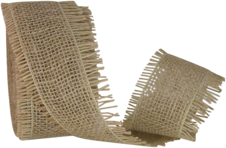 Ribbon Bazaar Cinta de arpillera de yute con borde deshilachado – Natural 2-12″ 10yd