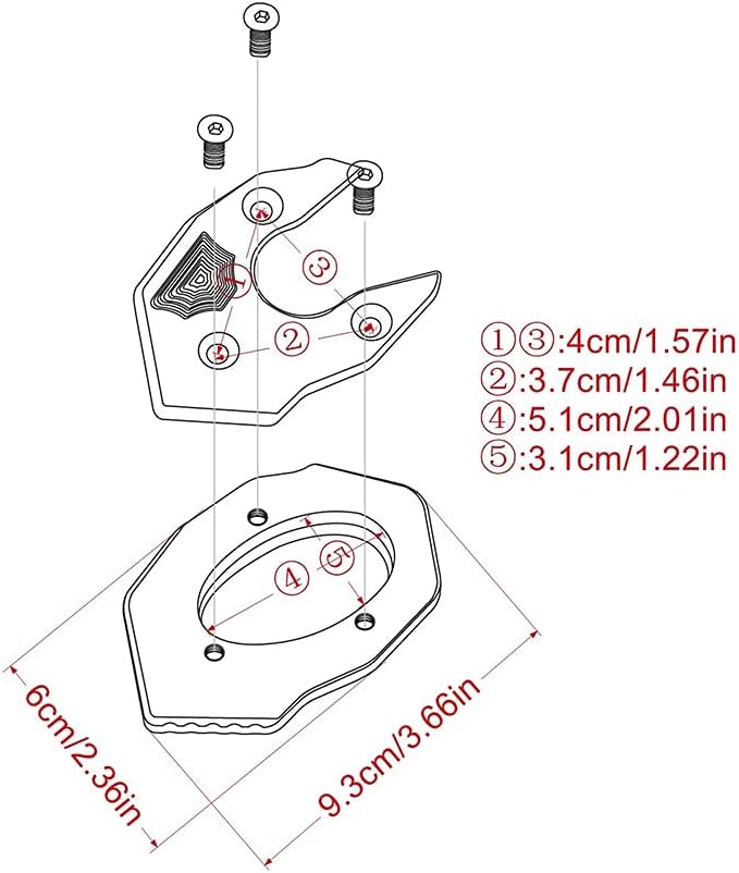 Motorcycle Kickstand Extension Pad Motorcycle Foot Side Stand Enlarger Plate Kickstand Enlarge Extension Fit Use for Kawasaki VERSYS300 Versys X250