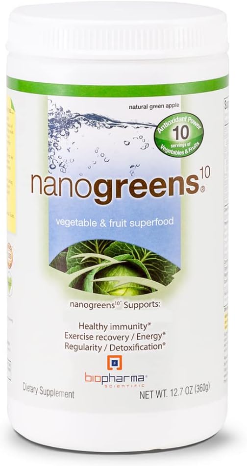 Producto para preparar bebida Biopharma Scientific NanoGreens 10, 12.7 onzas., NANOG, Verde, 1, 1