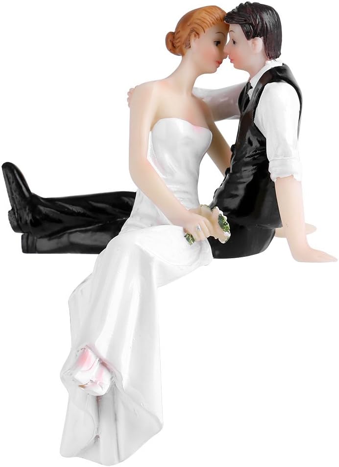 BORDSTRACT Divertidos adornos para tartas de boda, romántica figura de resina con forma de novia y novio, para decoración de fiesta de banquete de