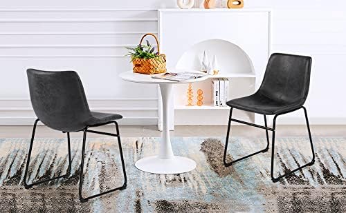 GOTMINSI Silla de comedor estilo mediados de siglo, sillas de bar sin brazos retro antiguas con asiento de piel sintética y base de metal, juego de