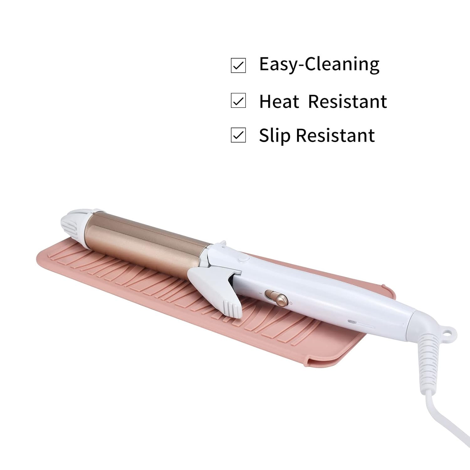 Alfombrilla con bolsa de silicona resistente al calor para alisadora de pelo, plancha de prensado, rizador de pelo, varita para rizar, plancha