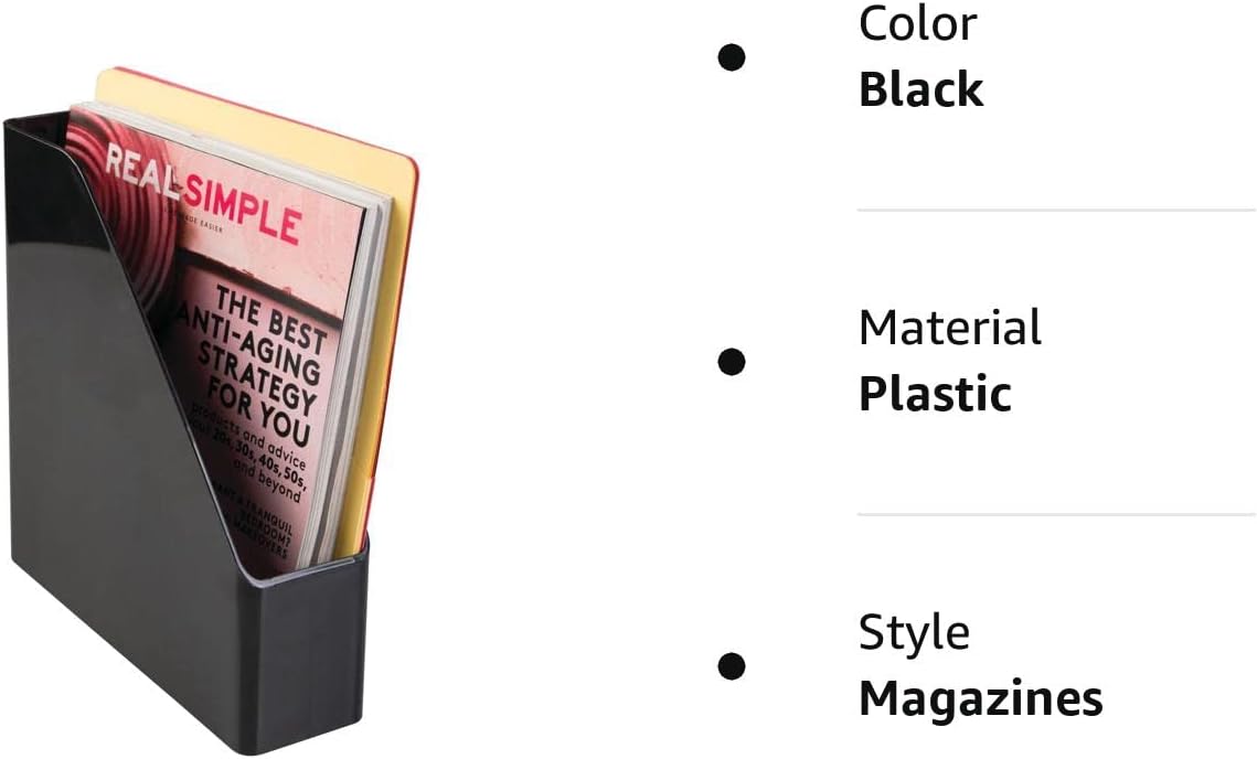 MDesign – Organizador de almacenamiento de plástico para papelería  Vertical con asas, Negro