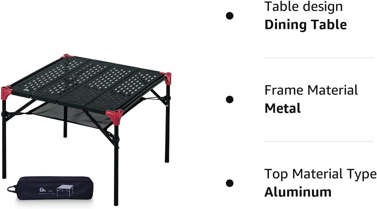 iClimb Mesa plegable extensible, área de mesa grande, ultraligera, compacta con mesa hueca y bolsa de transporte para camping, mochilero, playa,