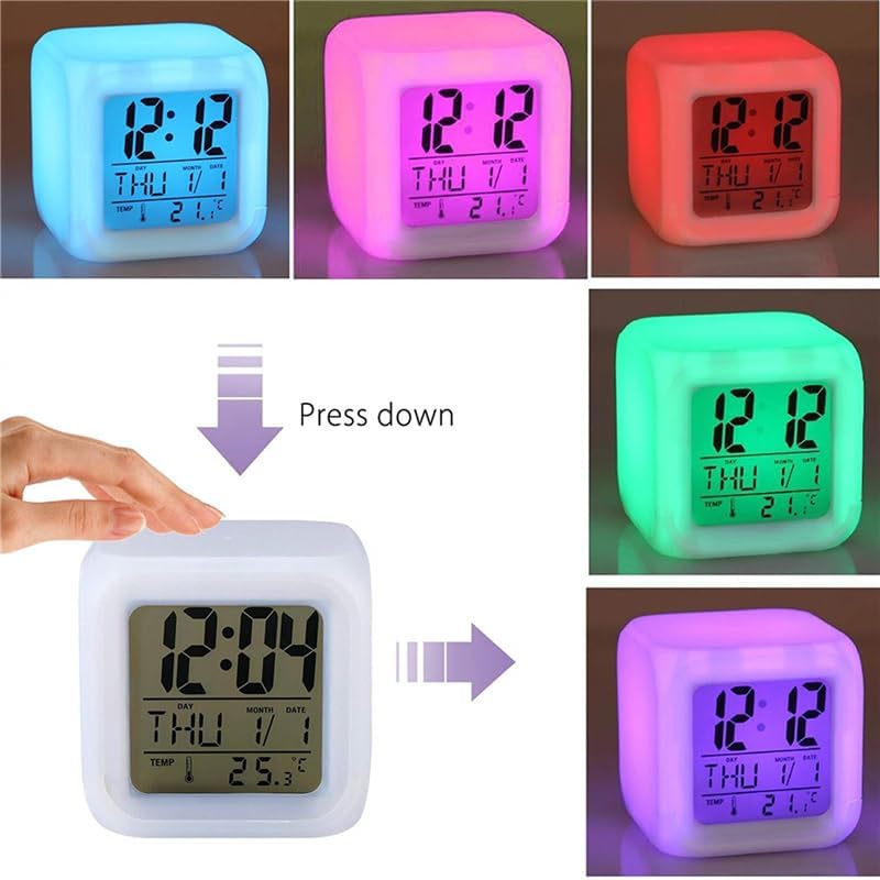 7 Cambio de color LED Digital Reloj despertador con fecha alarma termómetro hogar escritorio niño despertador tortuga en el mar