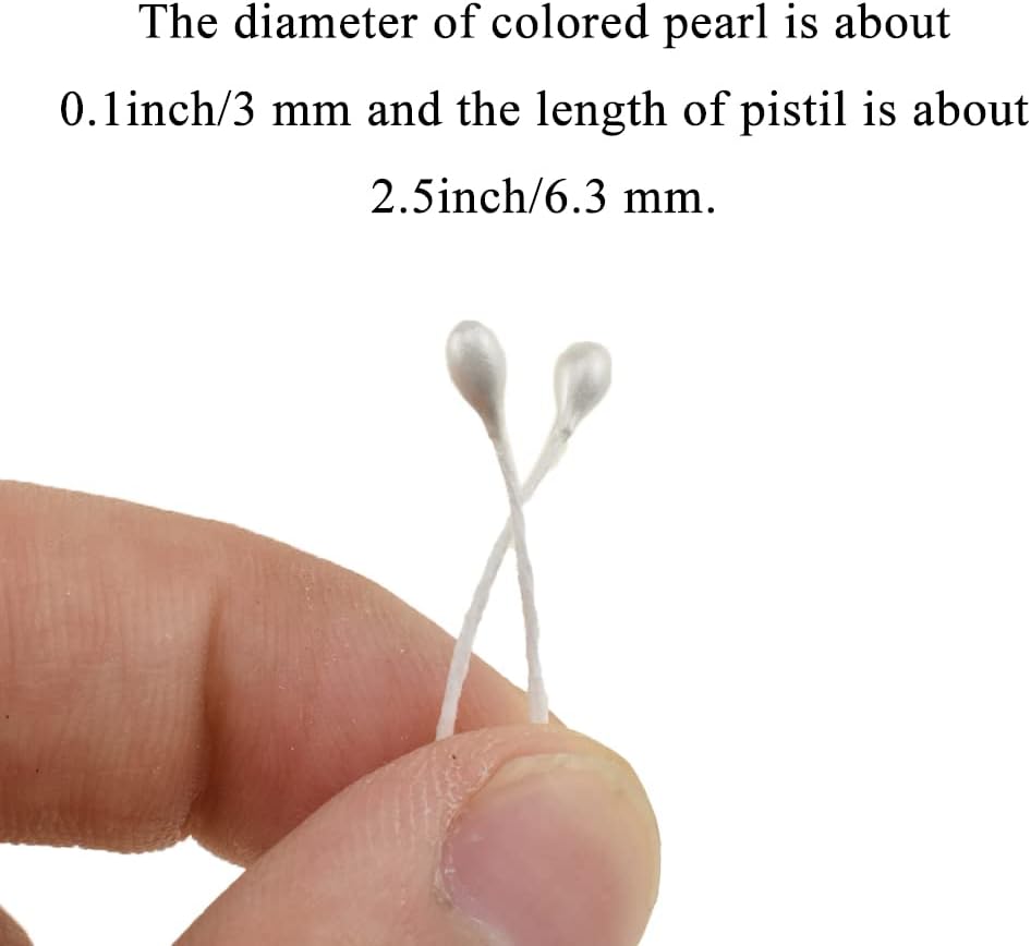 HAHIYO 700 piezas de perlas blancas de 0.118 pulgadas, doble cabeza, estambres de flores, estambres de flores, estambres artificiales, hechos a