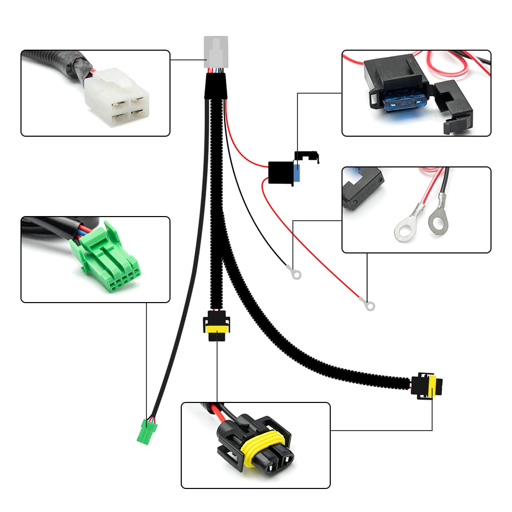 NSLUMO H10 H12 – Conector de arnés de cableado de relé de luz antiniebla con interruptor de encendidoapagado para 2019+ Toyo’ta RAV4 Corolla Tundra