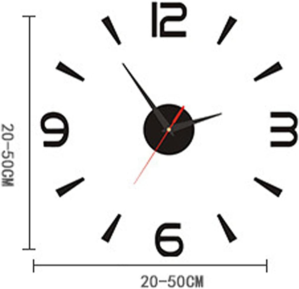 Reloj de pared DIY, reloj de pared DIY sin marco, reloj de pared DIY 15.7 in pequeño negro moderno simple estilo europeo silencioso acrílico sin