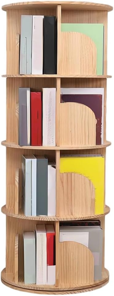 YQSDG Estantería giratoria de 360 grados de madera para niños y adultos, organizador multifuncional (4 niveles)