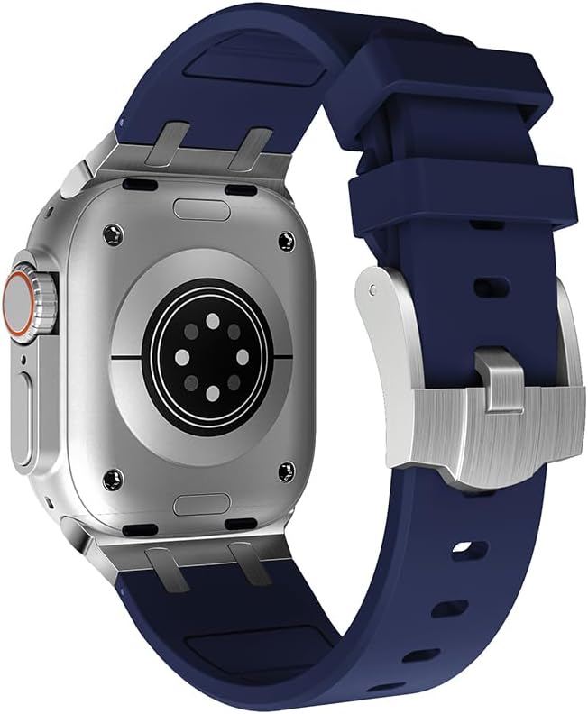 Compatible con Apple Watch Ultra 2 Band para hombre, correa de silicona y hebilla de acero inoxidable diseñada para iPhone Watch, correas iWatch