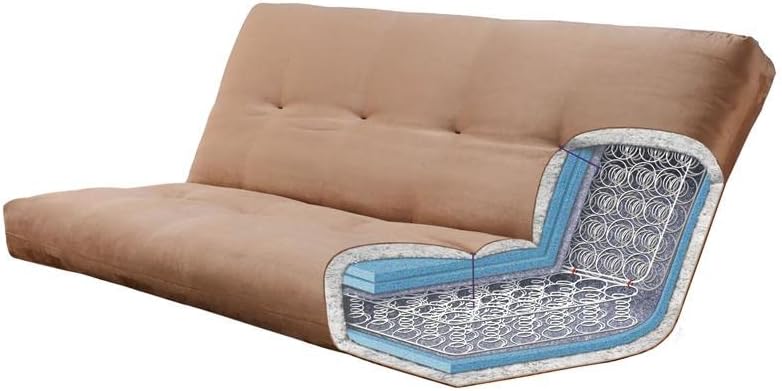 Kodiak Furniture Colchón futón de espuma tamaño queen con cubierta de tela de piedra de lino