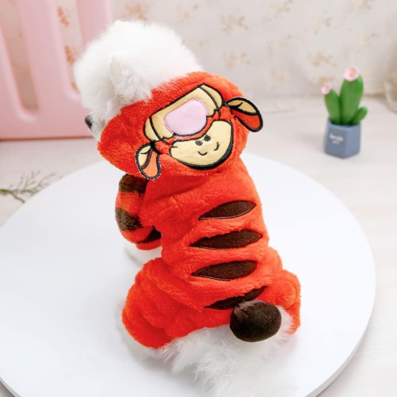 AIHANCH Disfraz de tigre para perro, ropa de terciopelo suave para perro, sudadera con capucha para perro, divertido disfraz de Halloween para
