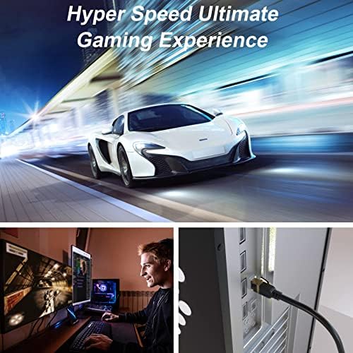 Cable Ethernet Cat 8, 30 pies de alta velocidad, resistente, 26 AWG, cable de red LAN Cat8 de 40 Gbps, 2000 Mhz con conector RJ45 chapado en oro,