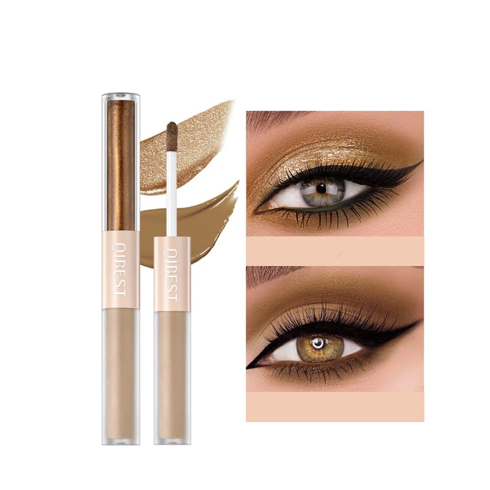 Sombra de ojos líquida, sombra de ojos 2 en 1 con purpurina mate de doble extremo, sombra de ojos líquida metálica impermeable de larga duración,