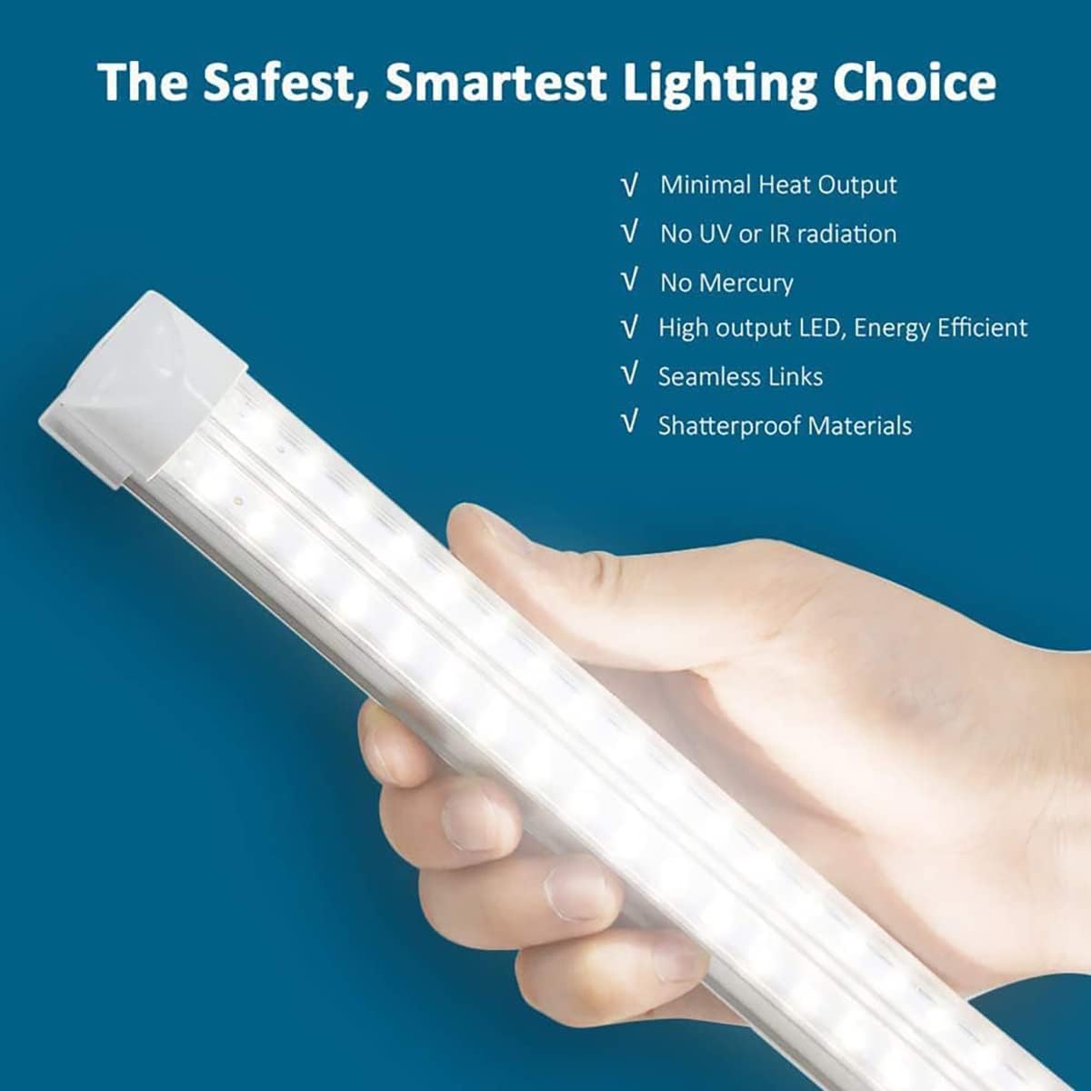 SHOPLED Luz LED de tienda de 8 pies, 72 W, 9360 lúmenes, 5000 K, luz blanca, cubierta transparente, forma de V, tubo LED T8, alto rendimiento, luces