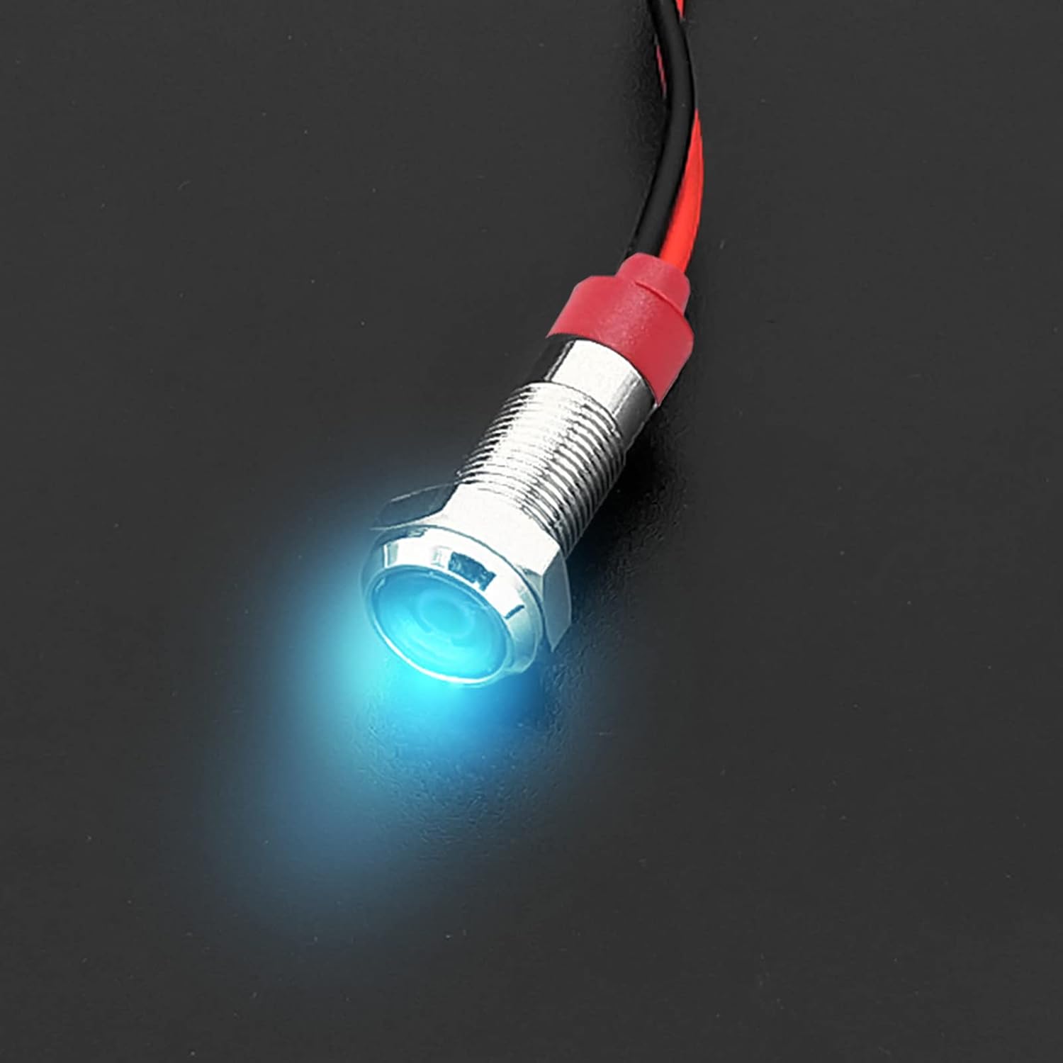 JAIZAIWJ Luz indicadora LED de 0.236 in 14 “12 V24 V DC impermeable azul plana metal indicador señal con cable de 5.906 in luz indicadora LED