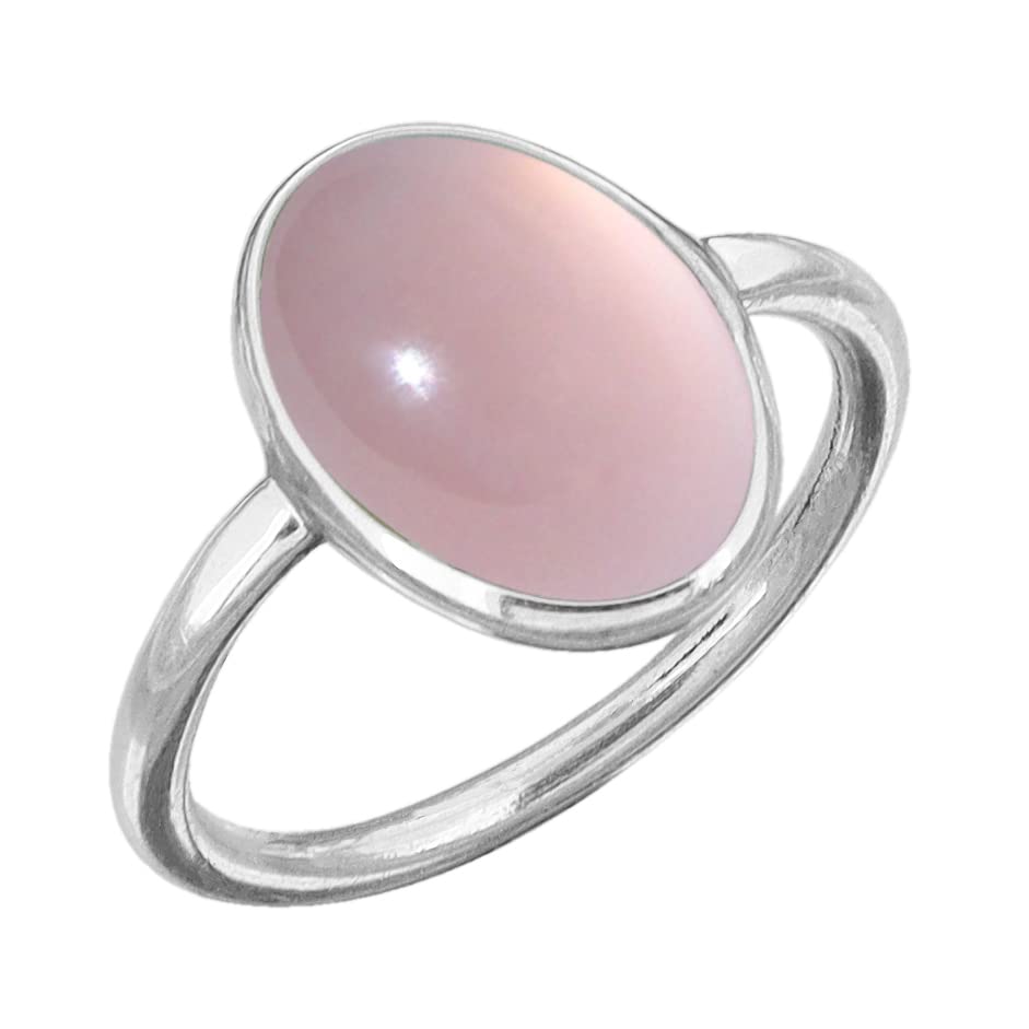 Rose Quartz Silver Ring  Natural Oval Cabochon Rose Quartz Ring  Sterling Silver 925  January Birthstone  Handmade Jewelry (7)