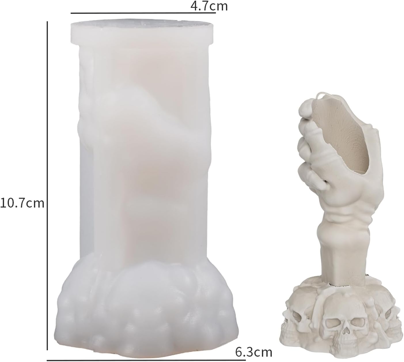Molde de vela de calavera, molde de mano de calavera, molde de base de vela de calavera, molde de fundición de resina de calavera, molde de