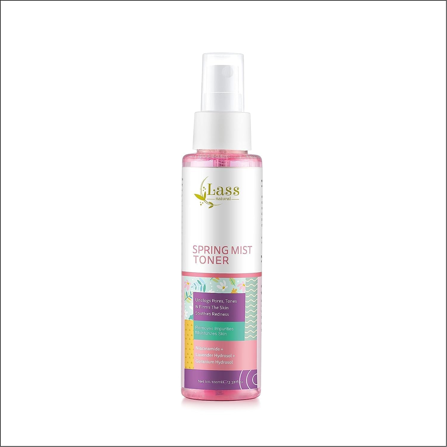 Agua de rosas natural, lavanda, niacinamida, hidratación, nutritiva, suave, prevención del acné, tono uniforme, control de aceite, refresco de piel