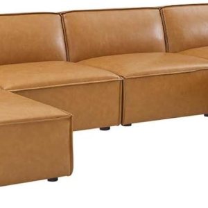 Modway Restore – Sofá seccional de cuero vegano de 6 piezas en color marrón Modway Restore – Sofá seccional de cuero vegano de 6 piezas en color marrón