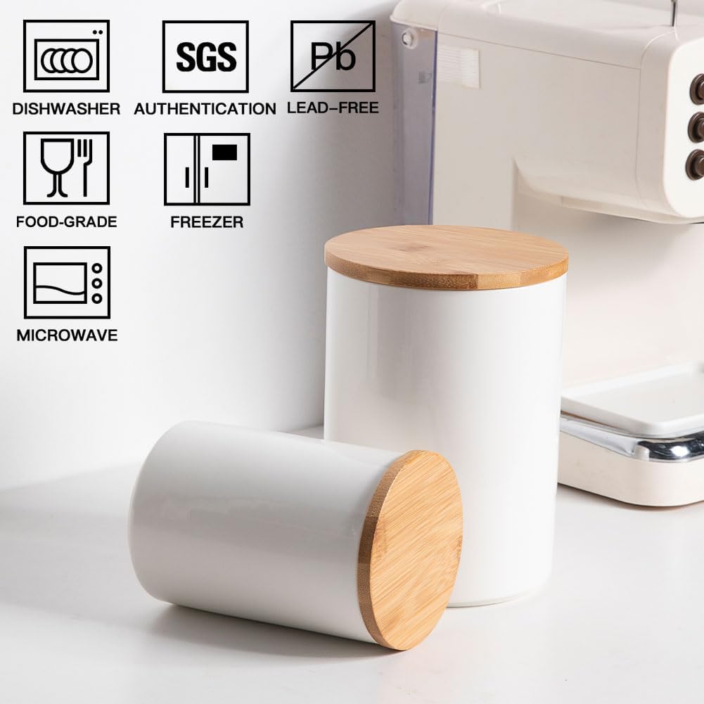 Sweejar Juego de recipientes de cerámica para almacenamiento de alimentos, recipientes apilables para encimera con tapas herméticas Boomboo para