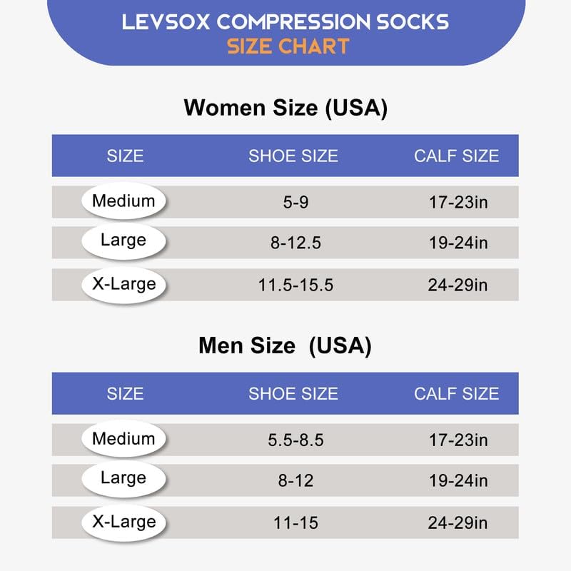 LEVSOX Calcetines de compresión de talla grande para mujeres y hombres, pantorrilla ancha, extra grandes, 15-20 mmHg, hasta la rodilla, calcetines