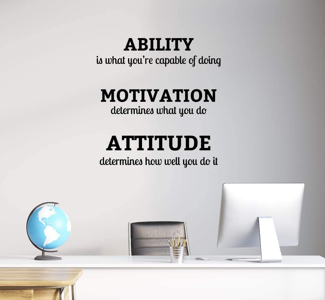 Calcomanías de vinilo con citas para pared, actitud motivacional para la motivación, frases inspiradoras para decoración del hogar, 23 pulgadas de