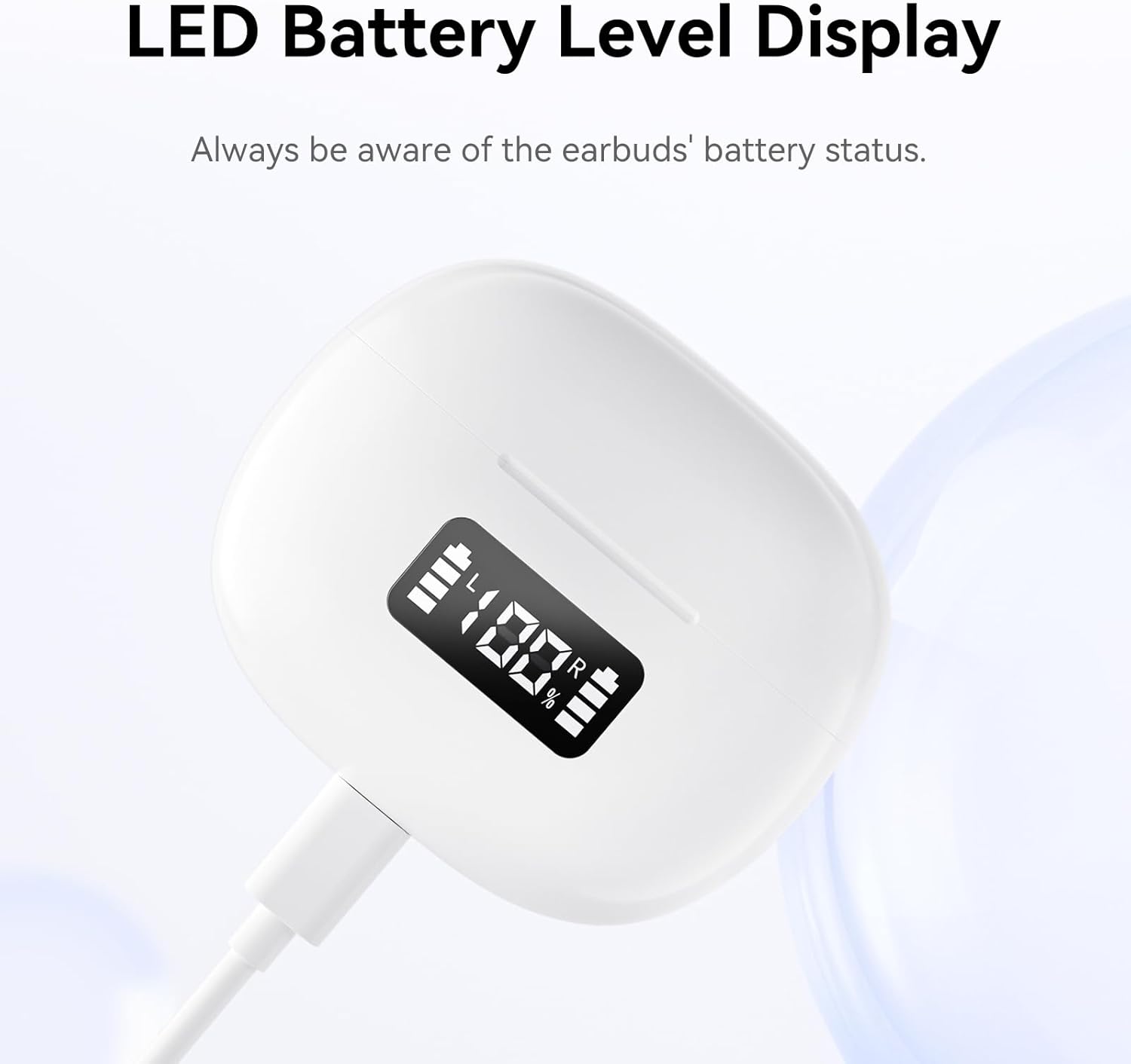 REMCCI Auriculares inalámbricos con control de aplicación multifuncional, tiempo de reproducción ultra largo, pantalla de alimentación LED, carga