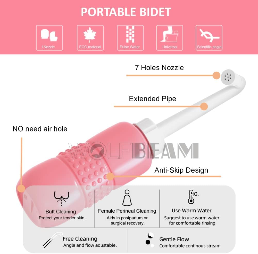 Limpiador portátil de mano para vulva y ano y contenedor de lavado vaginal de salud personal, limpiador de orina de viaje para higiene personal