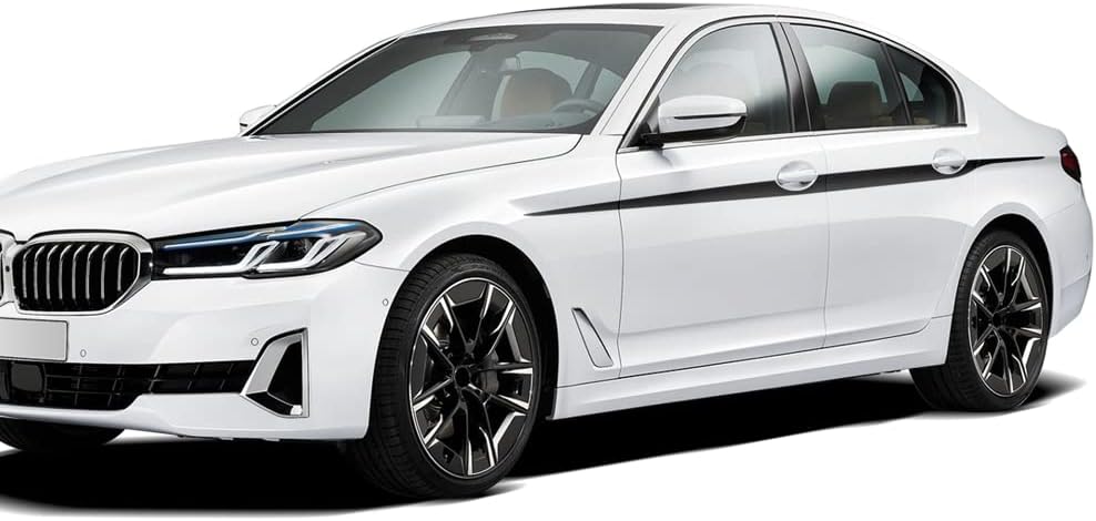 Calcomanía de líneas de cintura para falda lateral de puerta de coche, compatible con BMW Serie 5 G30 G31, color negro brillante