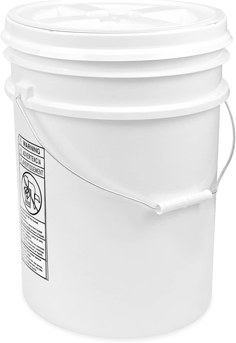 Cubo blanco de 5 galones con tapa hermética con sello gamma blanco (6 unidades), almacenamiento de grado alimenticio, plástico HPDE premium, sin