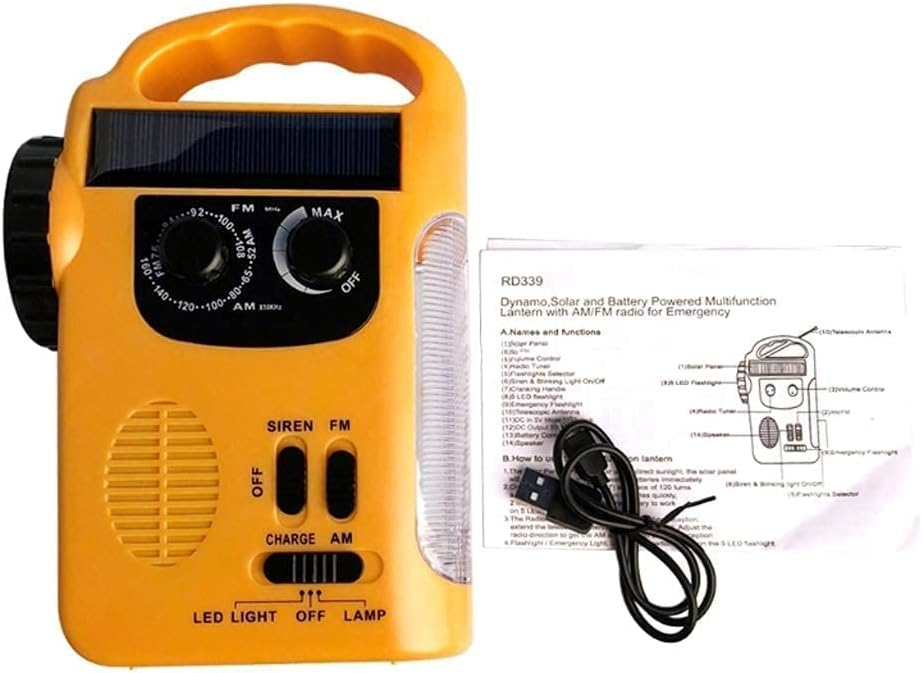 AMFM Radios Solar Crank NOAA Weather Radio for Emergency with AMFM Radio Flashlight Reading Lamp