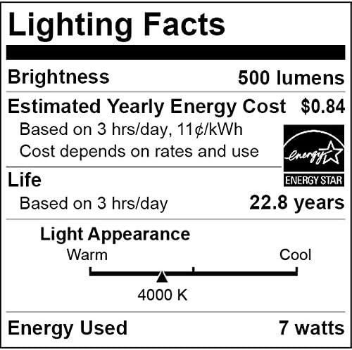 Sunlite MR16LED7WFL35DIMES40K LED 4000K MR16 7W 45W repuesto 12V GU5.3 Base MR16 Mini reflector con bombilla Energy Star regulable, blanco frío
