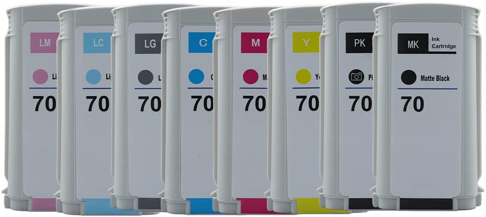 Zeblue 70 cartuchos de tinta de repuesto de 4.4 fl oz para impresoras HP Designjet Z5400 Z5200 Z3200 Z3100 Z2100 de gran formato, nuevos chips