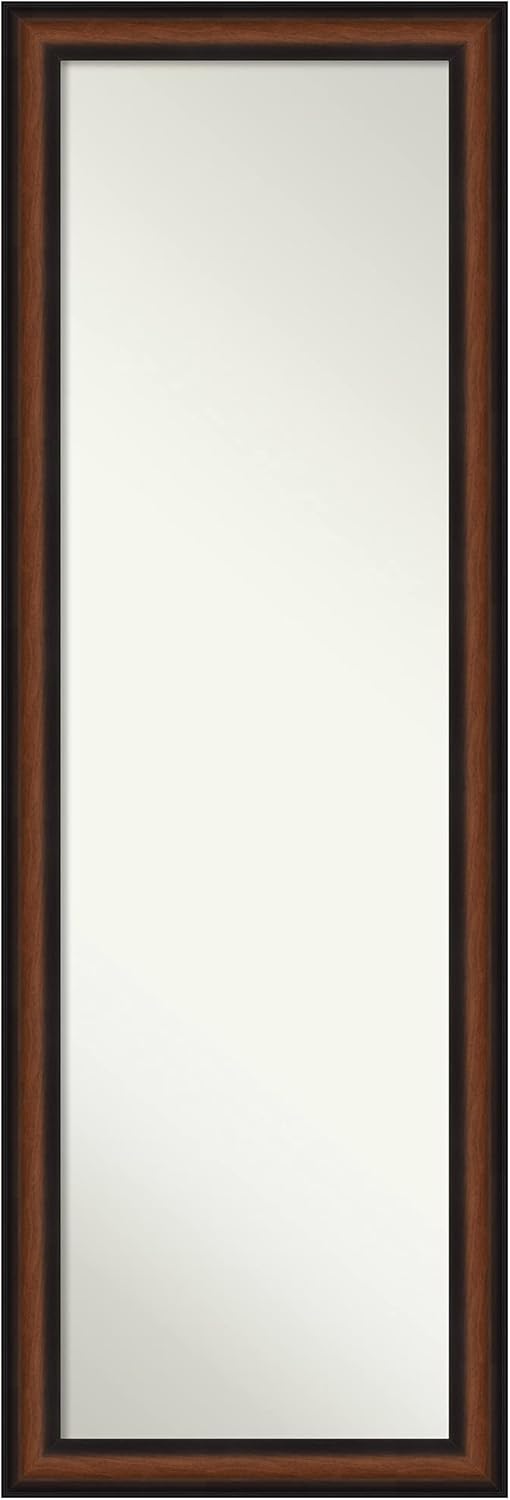 Amanti Art Espejo de puerta no biselado (51.5 x 17.5 pulgadas), marco de nogal Yale, espejo de longitud completa, espejo de pared, color marrón