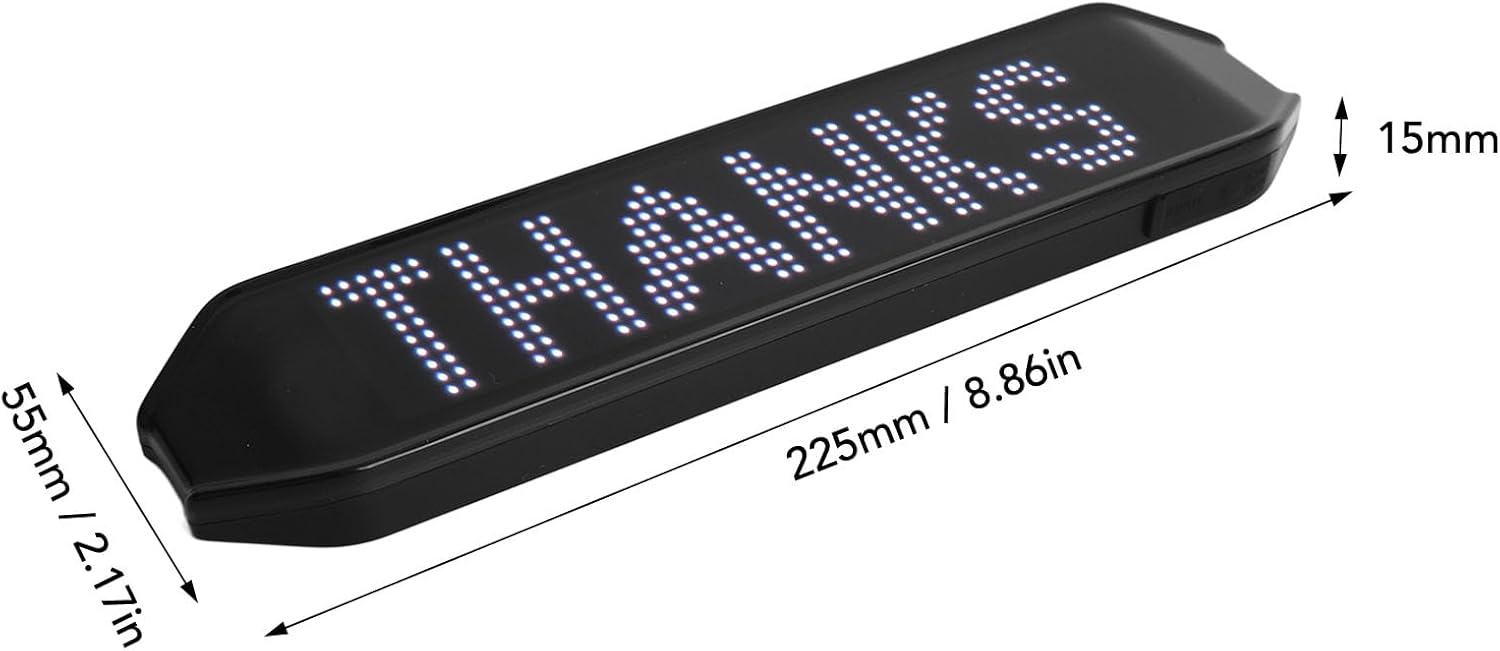 Diydeg Luz LED de 4 modos, colorido USB LED para automóvil, panel LED programable con aplicación con control remoto, 8.858 x 2.165 x 0.591 in,