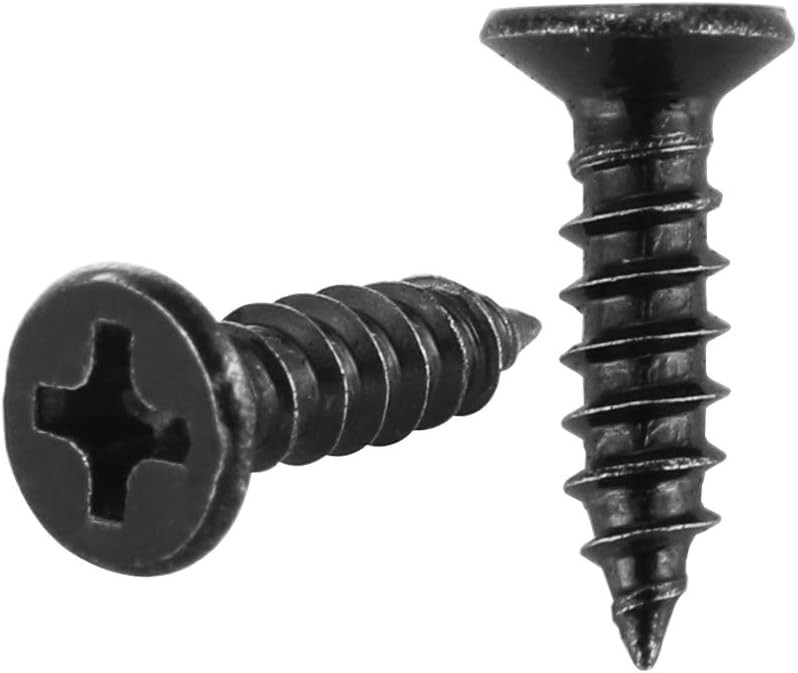 JQK Tornillo negro #4 x 12″, cabeza plana Phillips Tornillo para madera 18-8 SS galvanoplastia acero inoxidable negro, 4 x 12 pulgadas, 100 piezas,