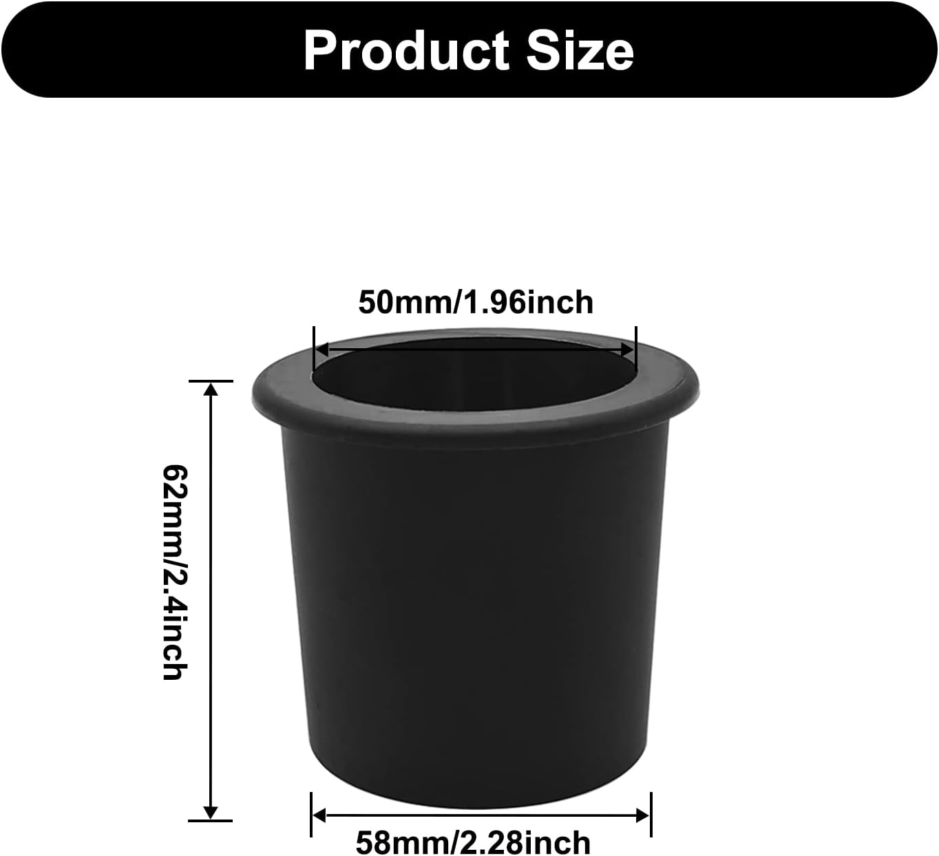 Juego de anillos y gorras para patio con cuñas, accesorios para mesa de cono, para patio, mesa de 2 pulgadas (paquete de 2, color negro)