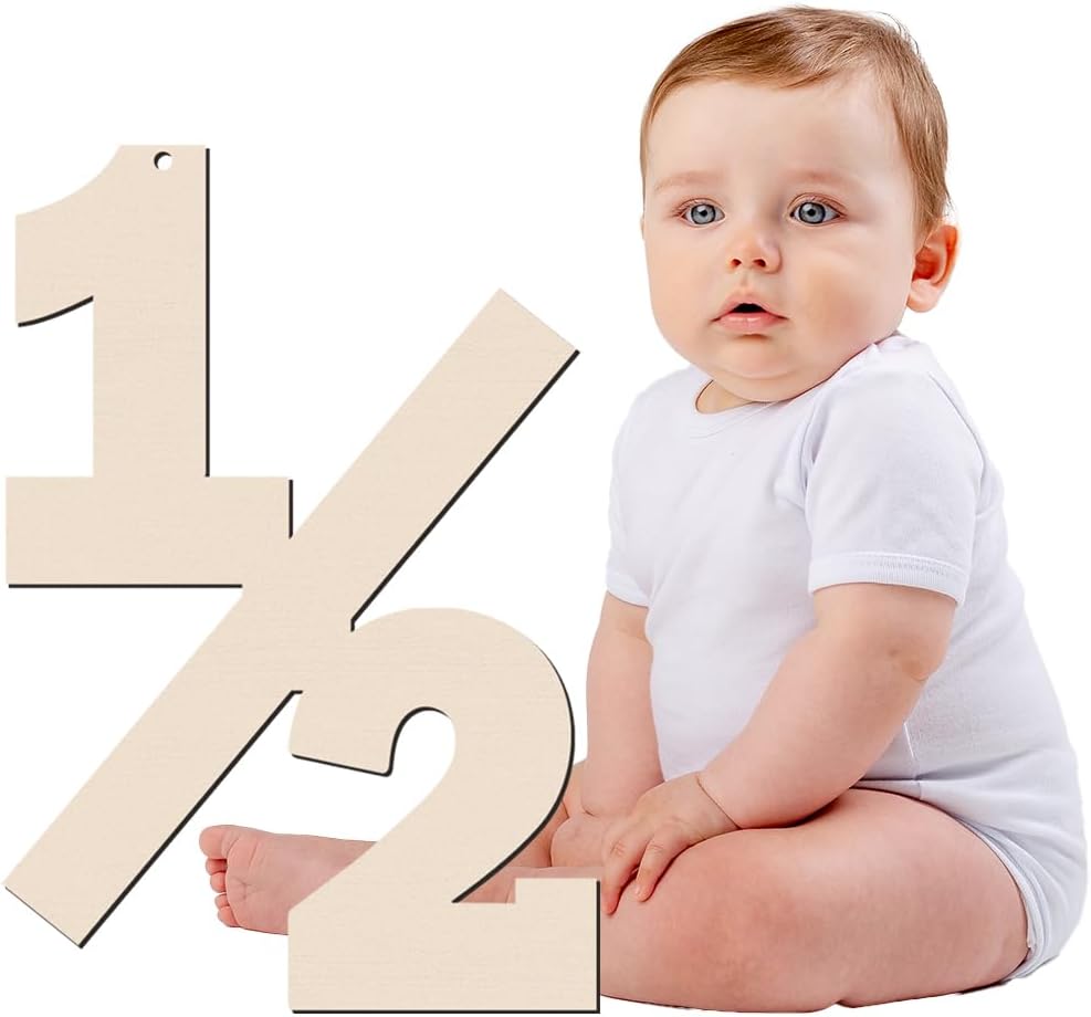 Decoraciones de cumpleaños de 12, letrero de madera de 6 meses, accesorios para sesión de fotos, decoración de madera colgante de cumpleaños de