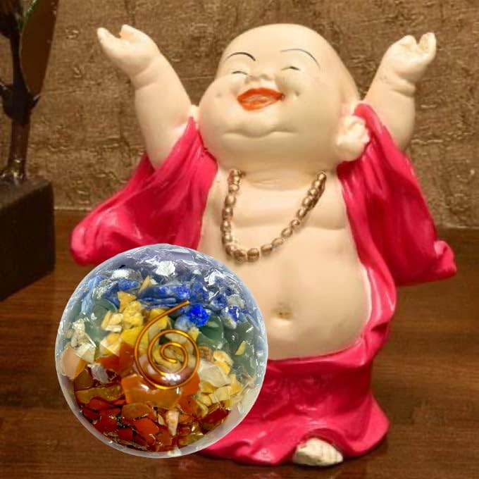 Spiritual Elementz – Bola de piedras preciosas de orgón de 7 chakras para reiki y decoración del hogar, cristales y piedras curativas,