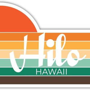 Hilo Hawaii – Adhesivo de 2 x 1.25 pulgadas, diseño estético retro vintage de Sunset City 70s Hilo Hawaii – Adhesivo de 2 x 1.25 pulgadas, diseño estético retro vintage de Sunset City 70s
