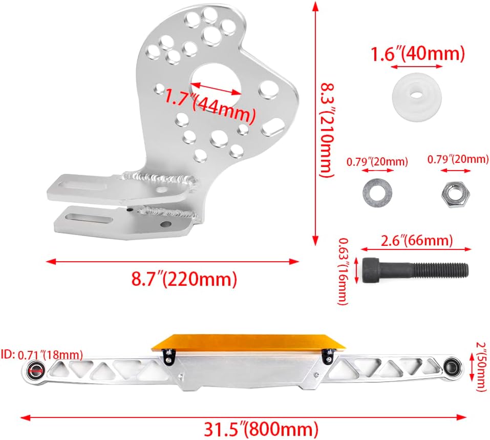 BARTOO Kit de barra de amarre de aluminio para brazo de control inferior inferior compatible con Honda Civic RSX DC5 EP3 EM2 ES1, plateado