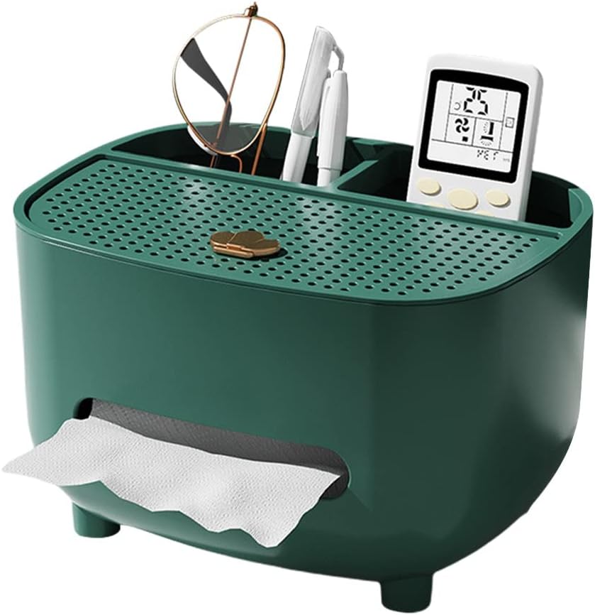 Ochine Caja de pañuelos con almacenamiento, funda para caja de pañuelos multifuncional, caja de control remoto, dispensador de pañuelos faciales,