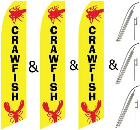 Tres (3) Pack Swooper Banderas & Polo Kits Crawfish Amarillo, Rojo y Negro