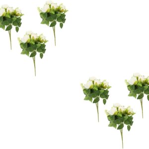 IMIKEYA 6 piezas de flores artificiales de rosas, arreglos florales artificiales, flores artificiales, paquete de flores falsas, arreglo de flores IMIKEYA 6 piezas de flores artificiales de rosas, arreglos florales artificiales, flores artificiales, paquete de flores falsas, arreglo de flores