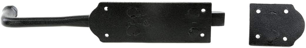 Renovators Supply Manufacturing Pestillo deslizante de 9 pulgadas. Perno deslizante estilo punta de bola de hierro negro con accesorios de montaje,