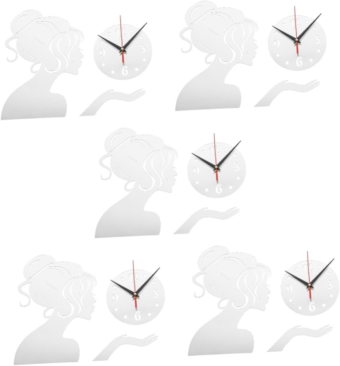 IMIKEYA 5pcs Girls Mirror Wall Clock Reloj De Pared Modern Wall Decor Decorative Clock Large Mute Wall Modern Wall Clock Black Wall Clock Animal