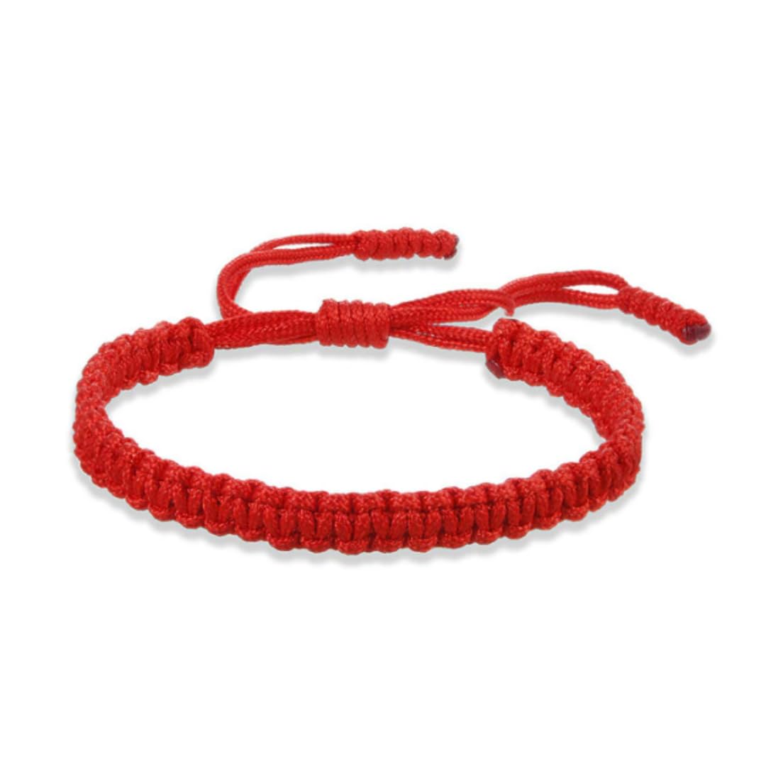 Handmade Tibetan Buddhist Lucky Rope Bracelets,Adjustable Knots Bracelet for Women Men Wrist Jewelry (RED)