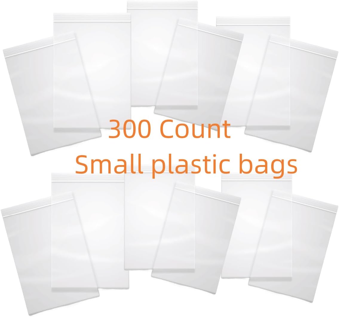 300 bolsas de plástico pequeñas, bolsas con cierre hermético de 2 x 3, bolsas de polietileno transparentes autobloqueantes, bolsas de celofán